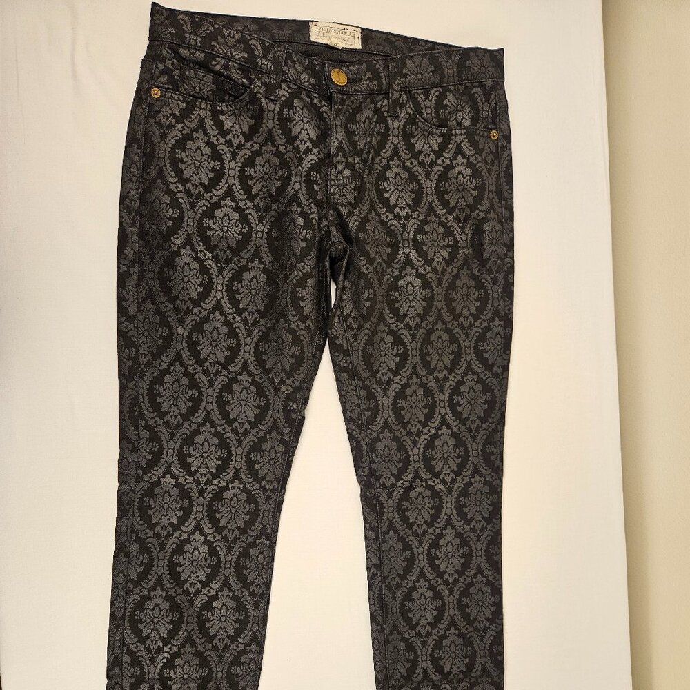 Current/Elliott Black Brocade Skinny Jeans 28x29 Made in USA